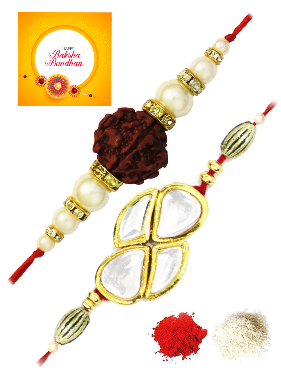 Karatcart Gold-Plated Kundan Rakhi Set of 2