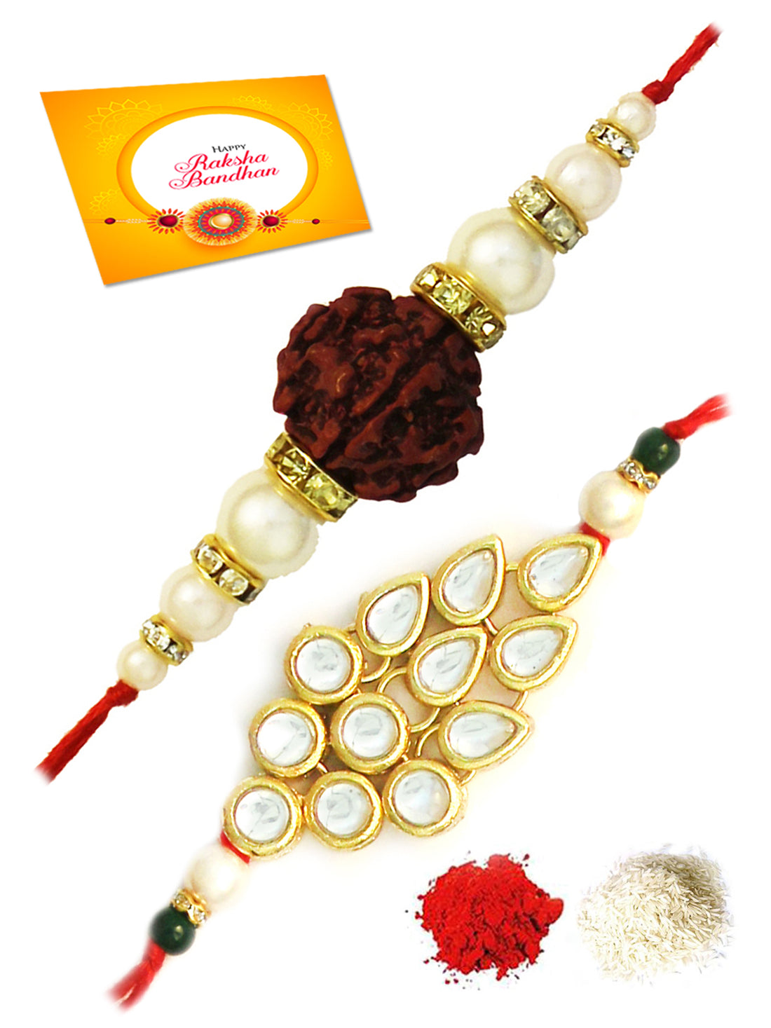 Karatcart Gold-Plated Kundan Rakhi Set of 2