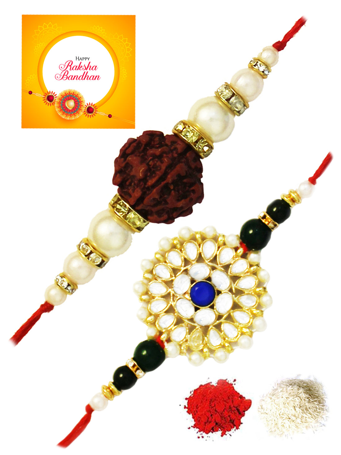 Karatcart Gold-Plated Kundan Rakhi Set of 2