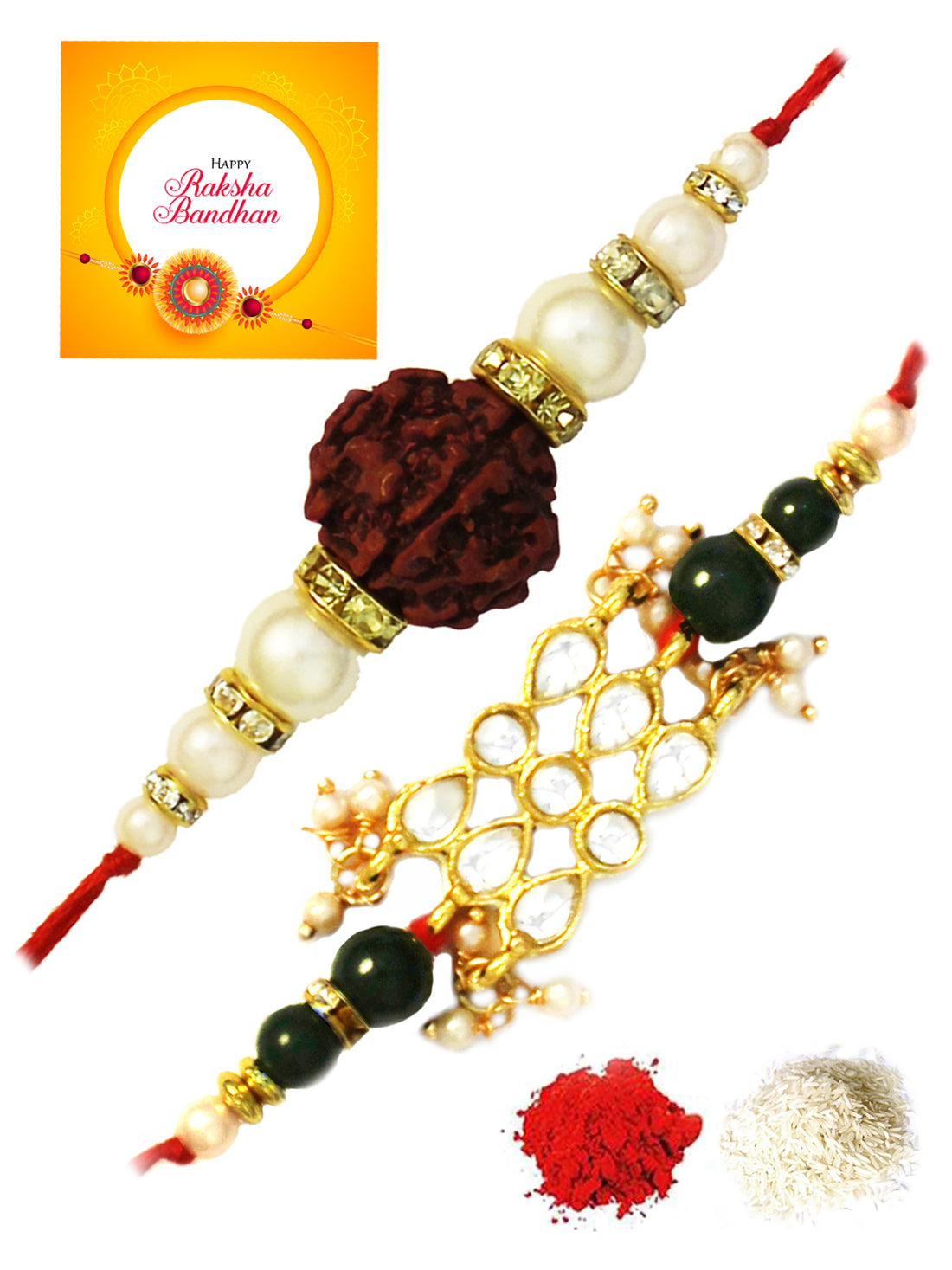 Karatcart Gold-Plated Kundan Rakhi Set of 2