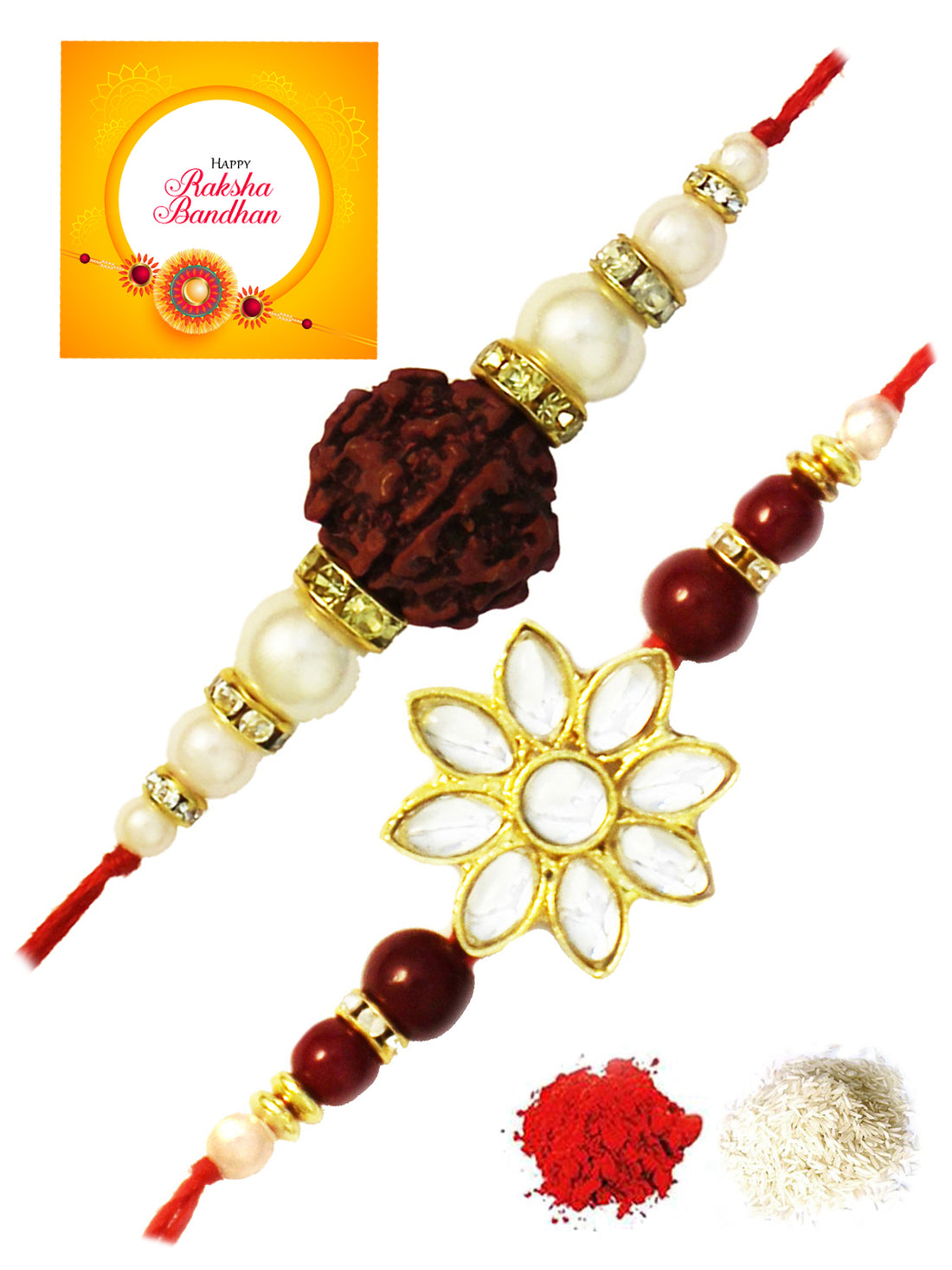 Karatcart Gold-Plated Kundan Rakhi Set of 2