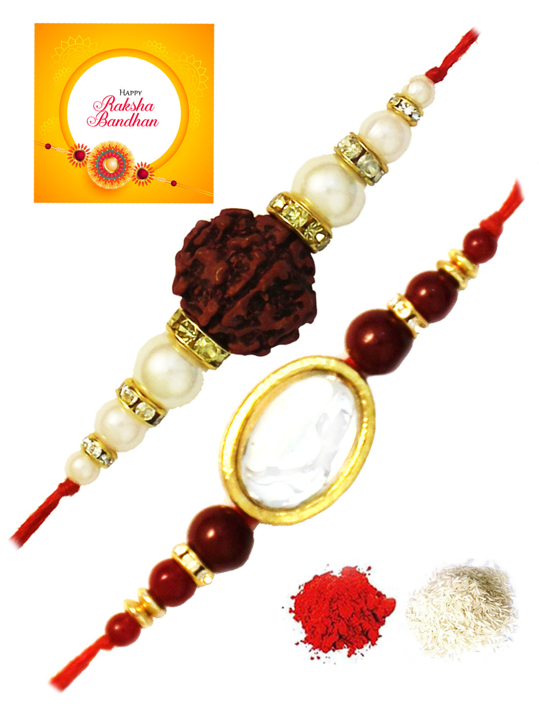 Karatcart Gold-Plated Kundan Rakhi Set of 2