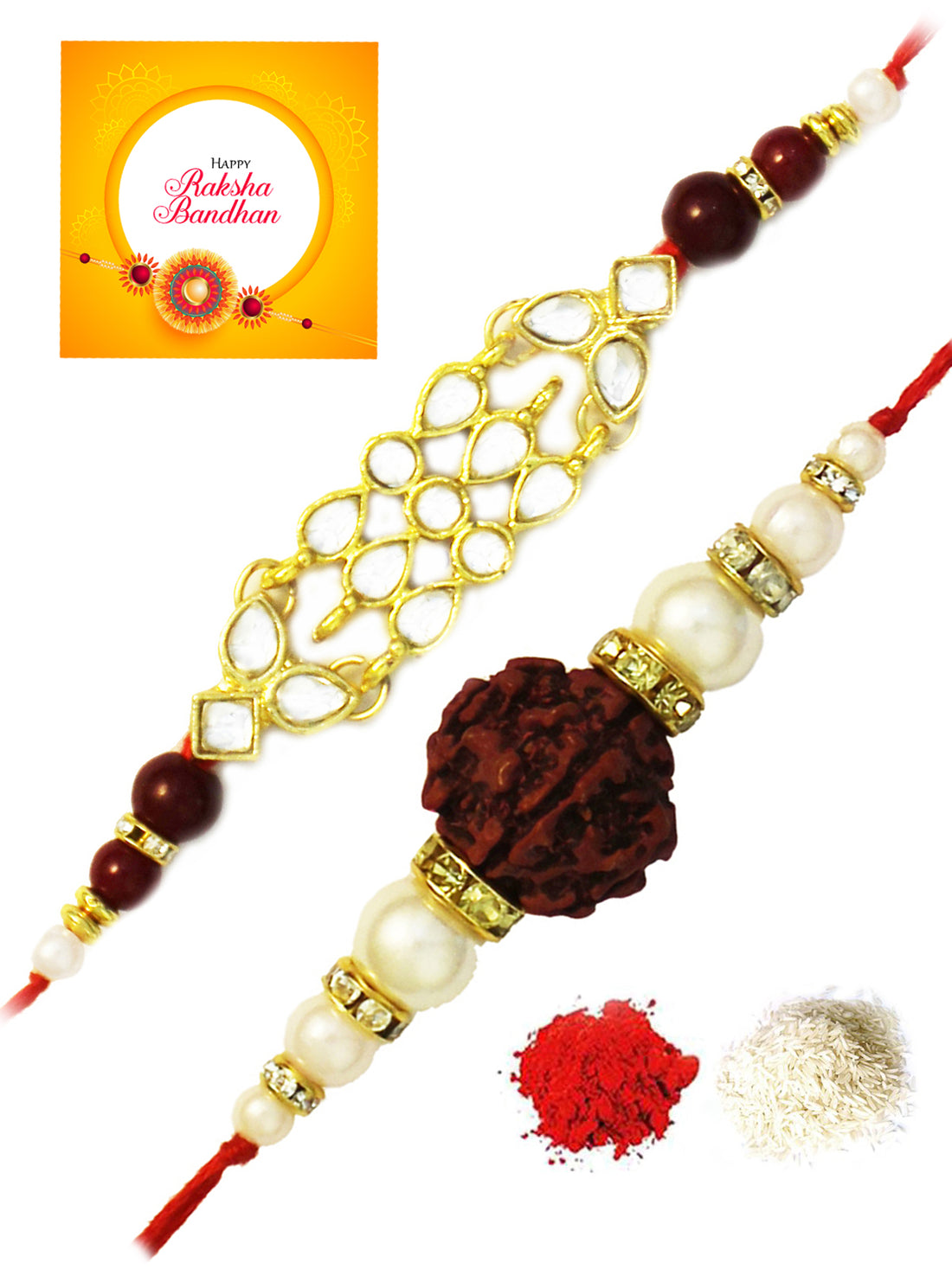 Karatcart Gold-Plated Kundan Rakhi Set of 2