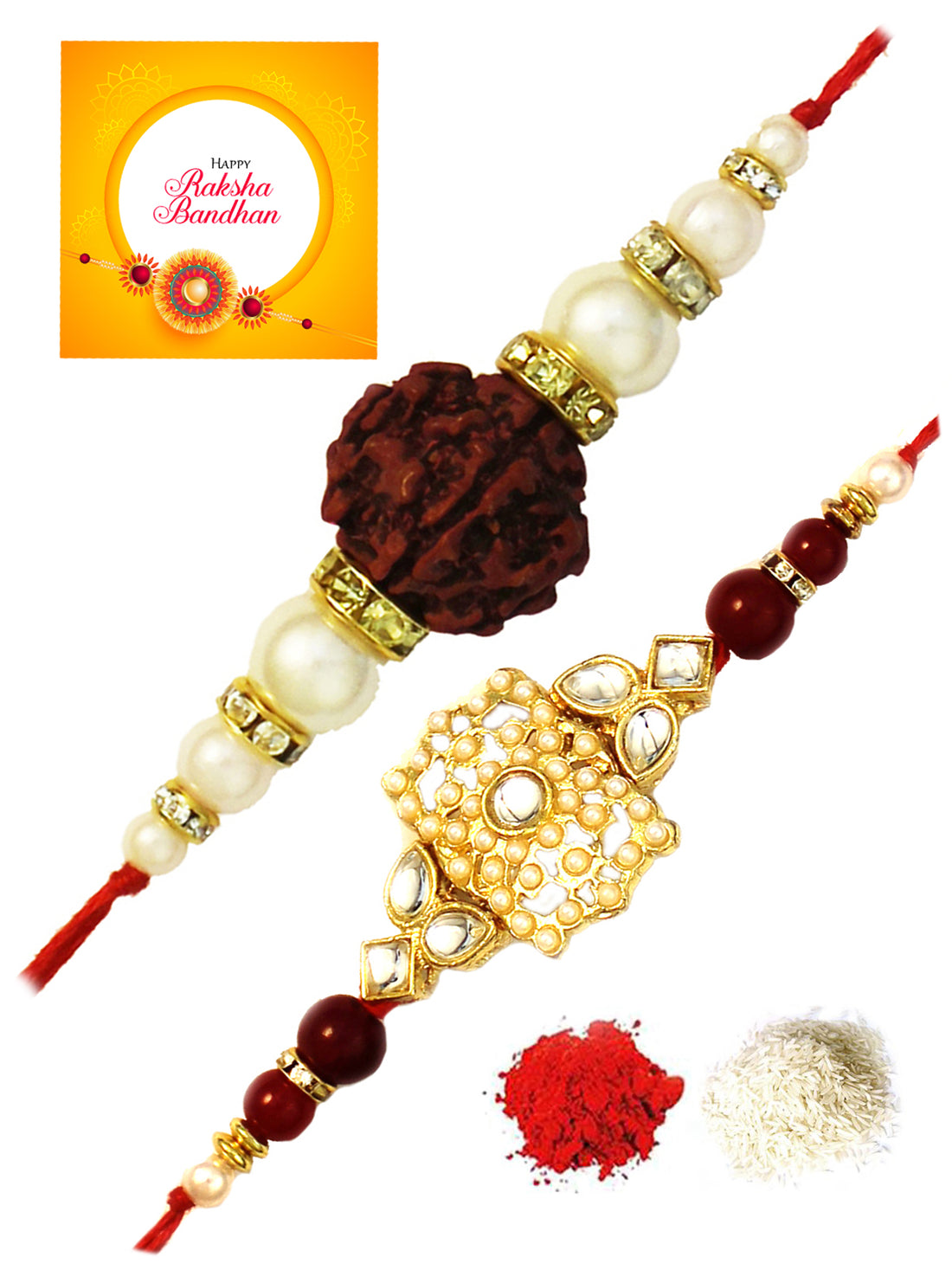 Karatcart Gold-Plated Kundan Rakhi Set of 2