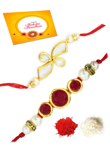 Karatcart Gold-Plated Kundan Rakhi Set of 2