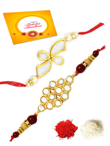 Karatcart Gold-Plated Kundan Rakhi Set of 2