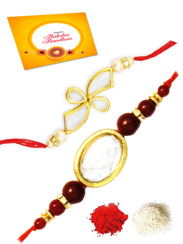 Karatcart Gold-Plated Kundan Rakhi Set of 2