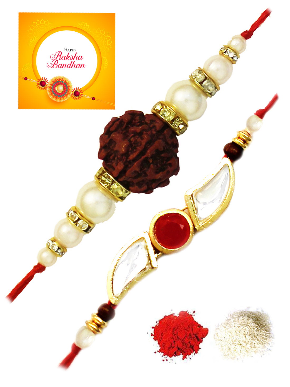 Karatcart Gold-Plated Kundan Rakhi Set of 2