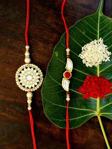 Karatcart Gold-Plated Kundan Rakhi Set of 2