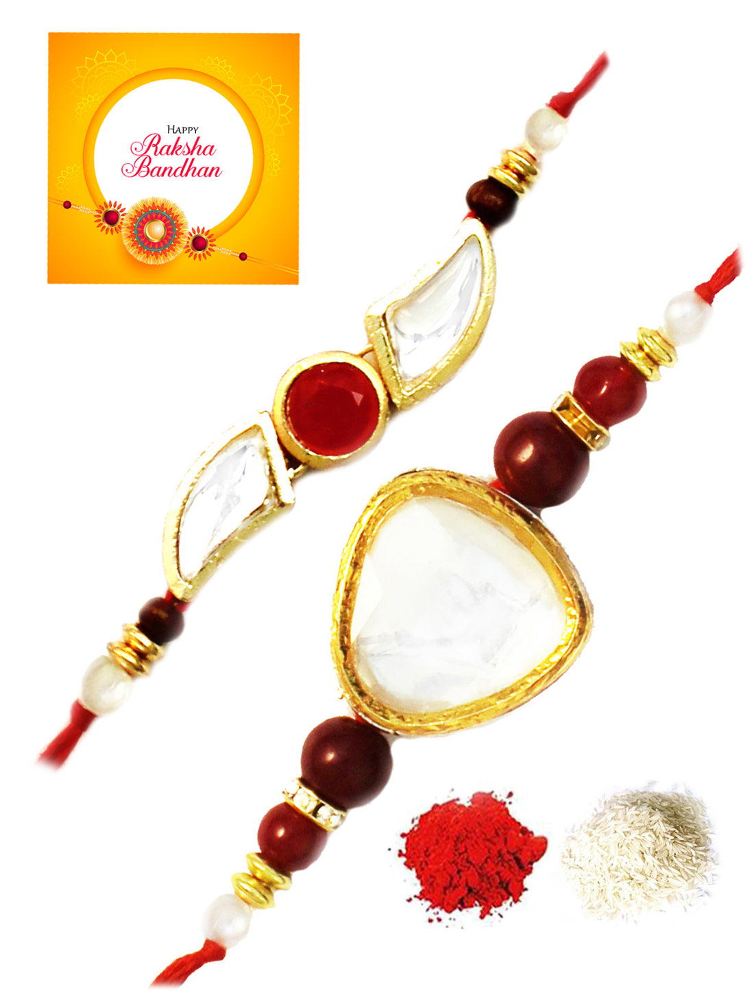 Karatcart Gold-Plated Kundan Rakhi Set of 2