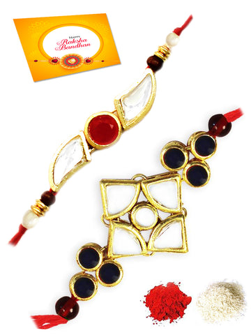 Karatcart Gold-Plated Kundan Rakhi Set of 2