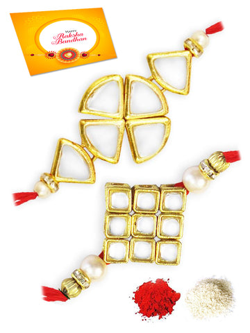 Karatcart Gold-Plated Kundan Rakhi Set of 2