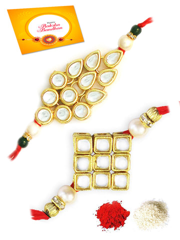 Karatcart Gold-Plated Kundan Rakhi Set of 2