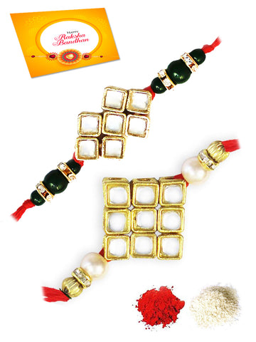 Karatcart Gold-Plated Kundan Rakhi Set of 2