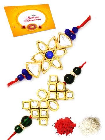 Karatcart Gold-Plated Kundan Rakhi Set of 2