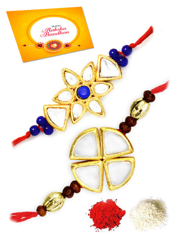 Karatcart Gold-Plated Kundan Rakhi Set of 2