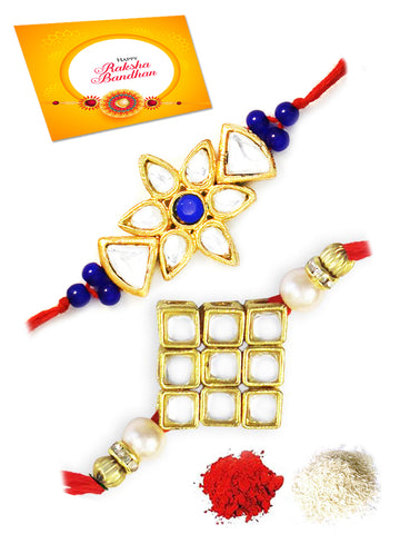 Karatcart Gold-Plated Kundan Rakhi Set of 2