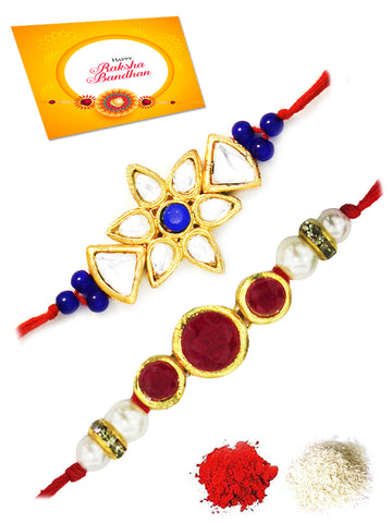 Karatcart Gold-Plated Kundan Rakhi Set of 2