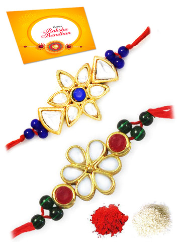 Karatcart Gold-Plated Kundan Rakhi Set of 2