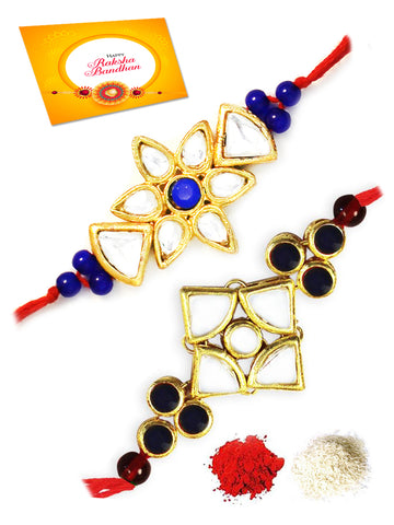 Karatcart Gold-Plated Kundan Rakhi Set of 2