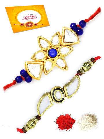 Karatcart Gold-Plated Kundan Rakhi Set of 2