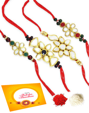 Karatcart Gold-Plated Kundan Rakhi Set of 4