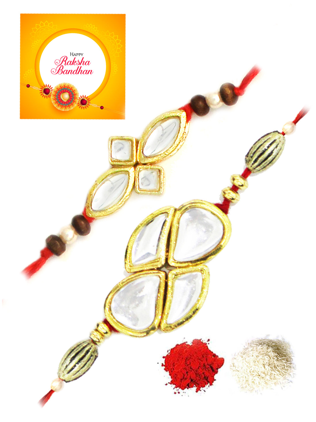 Karatcart Gold-Plated Kundan Rakhi Set of 2