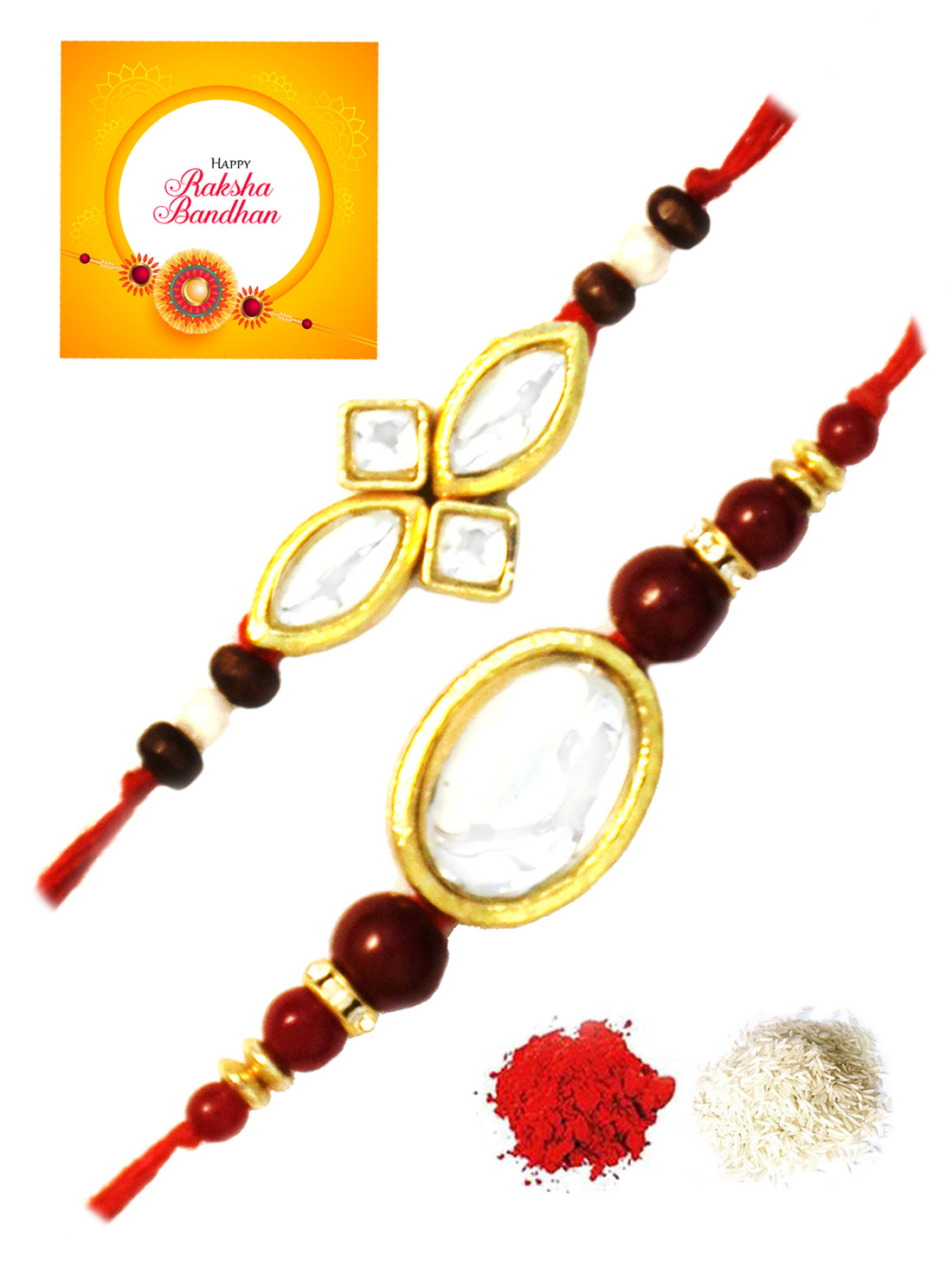 Karatcart Gold-Plated Kundan Rakhi Set of 2