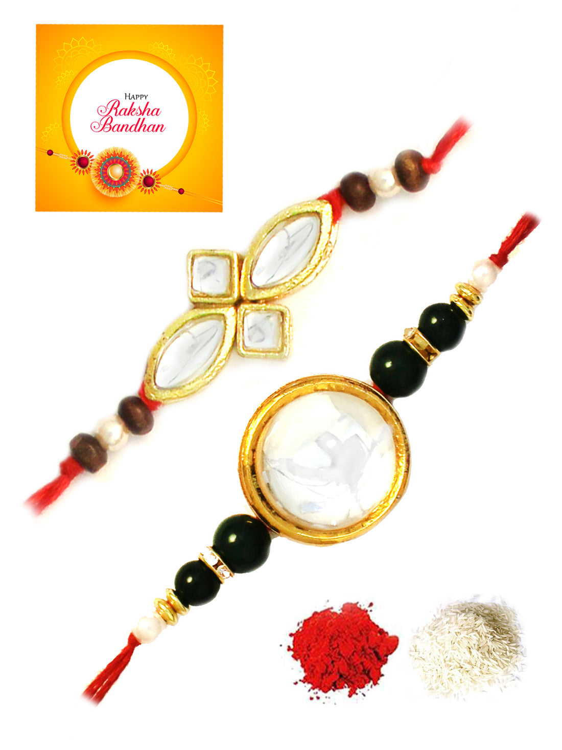 Karatcart Gold-Plated Kundan Rakhi Set of 2