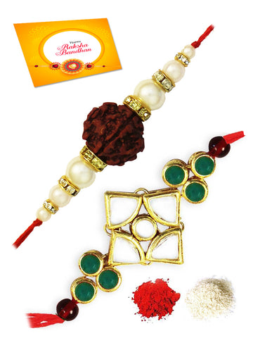 Karatcart Gold-Plated Kundan Rakhi Set of 2