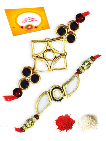 Karatcart Gold-Plated Kundan Rakhi Set of 2