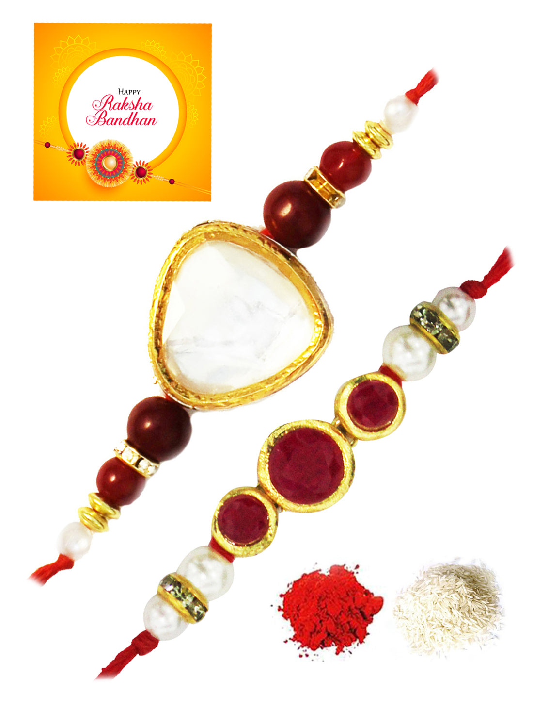 Gold-Plated Kundan Rakhi Set of 2