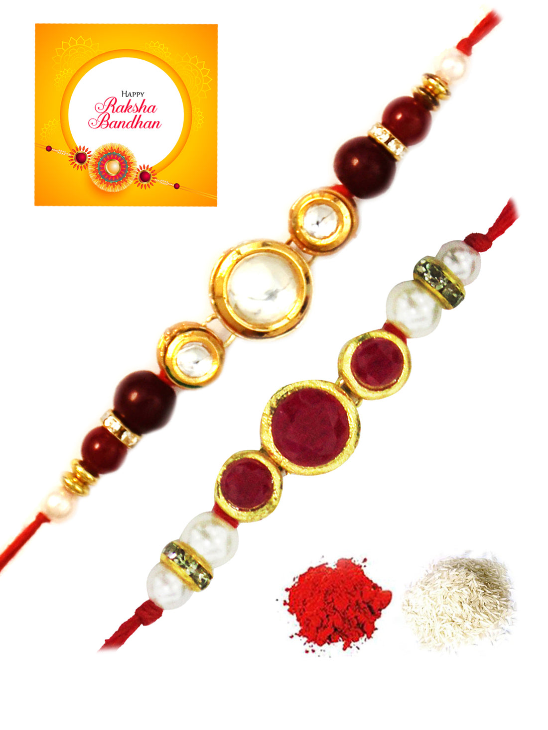 Karatcart Gold-Plated Kundan Rakhi Set of 2