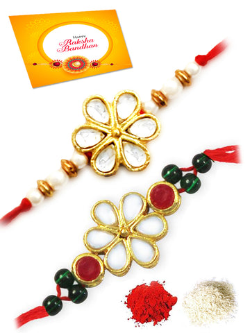 Karatcart Gold-Plated Kundan Rakhi Set of 2