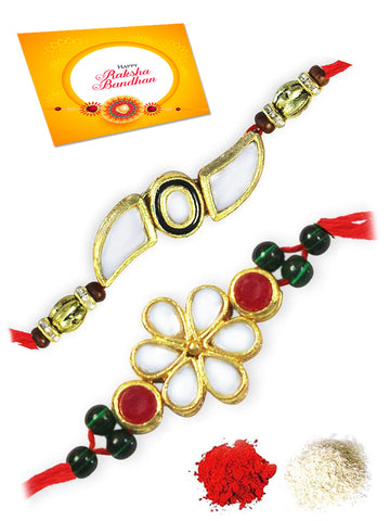 Karatcart Gold-Plated Kundan Rakhi Set of 2