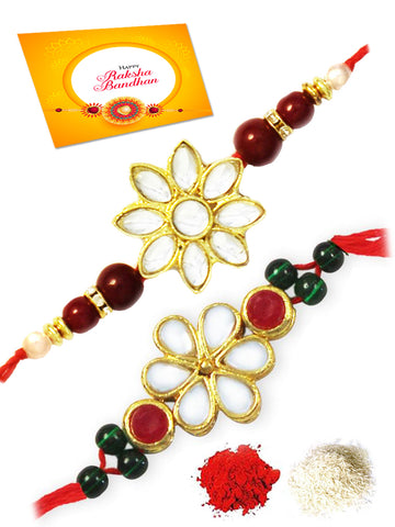 Karatcart Gold-Plated Kundan Rakhi Set of 2