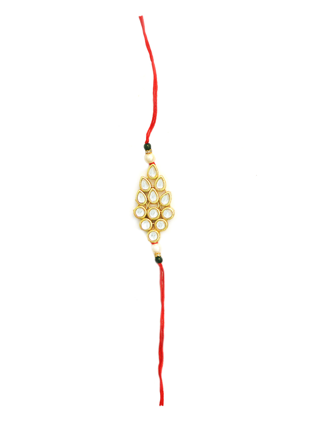 Set of 2 Gold Plated Handmade Kundan Bhaiya Bhabhi Rakhi Combo