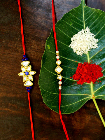 Karatcart Gold-Plated Kundan Rakhi Set of 2