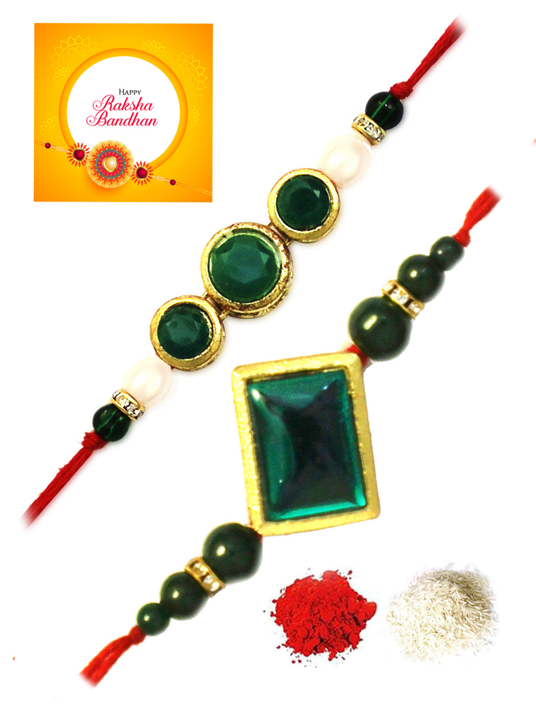 Karatcart Gold-Plated Kundan Rakhi Set of 2