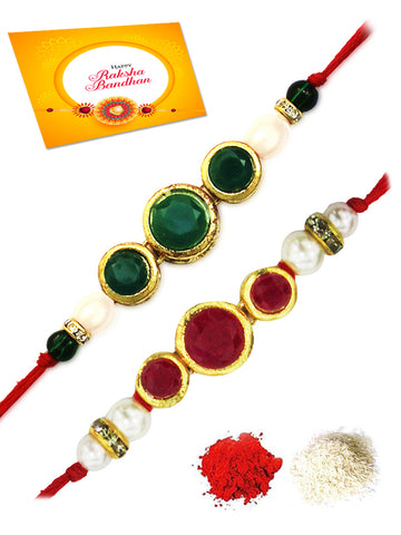 Karatcart Gold-Plated Kundan Rakhi Set of 2