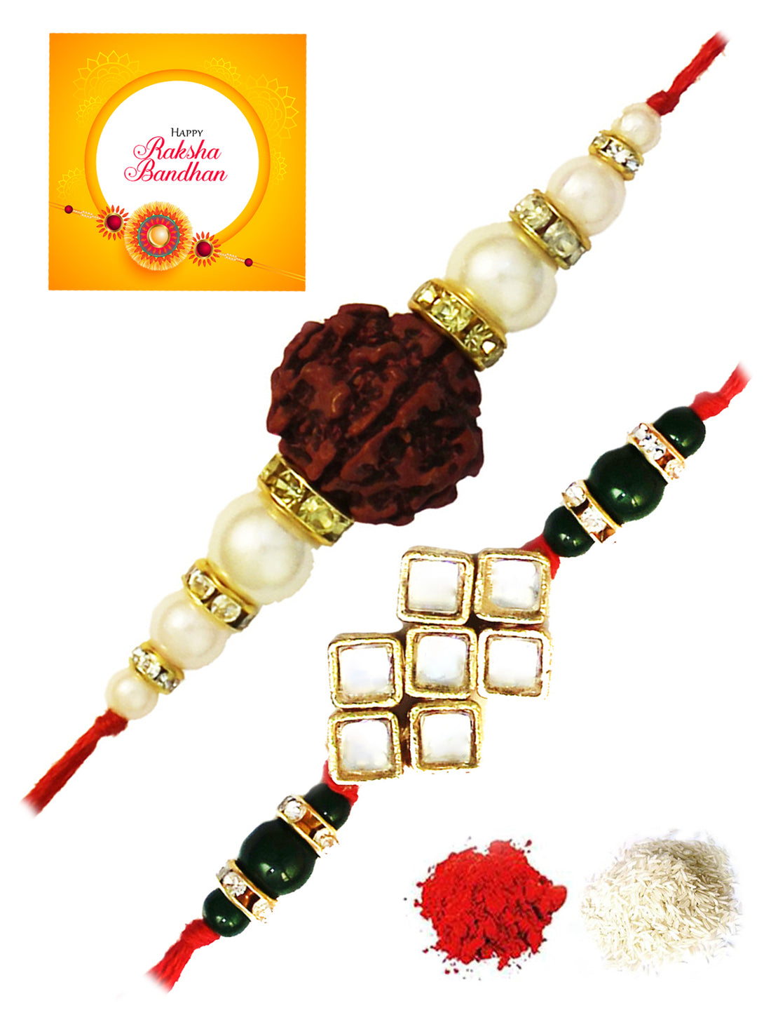 Karatcart Gold-Plated Kundan Rakhi Set of 2