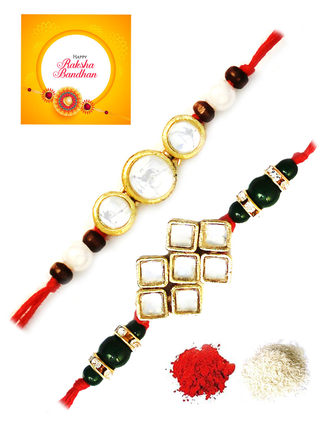 Karatcart Gold-Plated Kundan Rakhi Set of 2