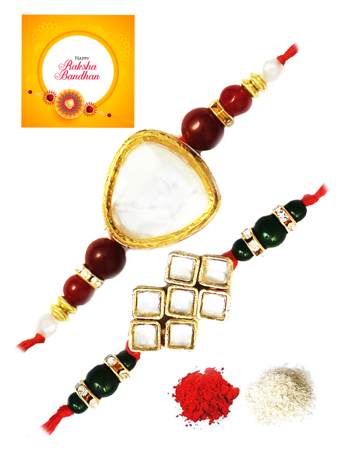 Karatcart Gold-Plated Kundan Rakhi Set of 2