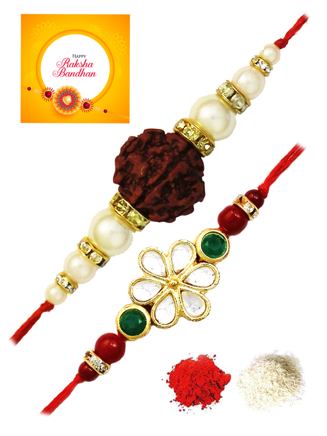 Karatcart Gold-Plated Kundan Rakhi Set of 2