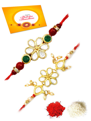 Karatcart Gold-Plated Kundan Rakhi Set of 2