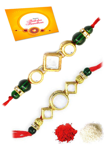 Karatcart Gold-Plated Kundan Rakhi Set of 2