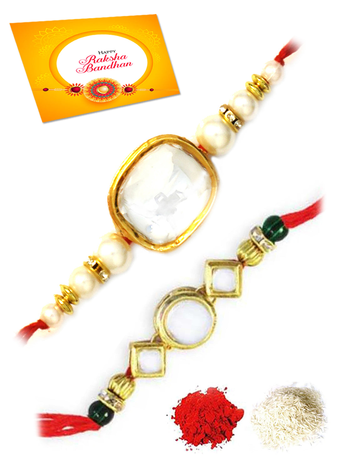 Karatcart Gold-Plated Kundan Rakhi Set of 2