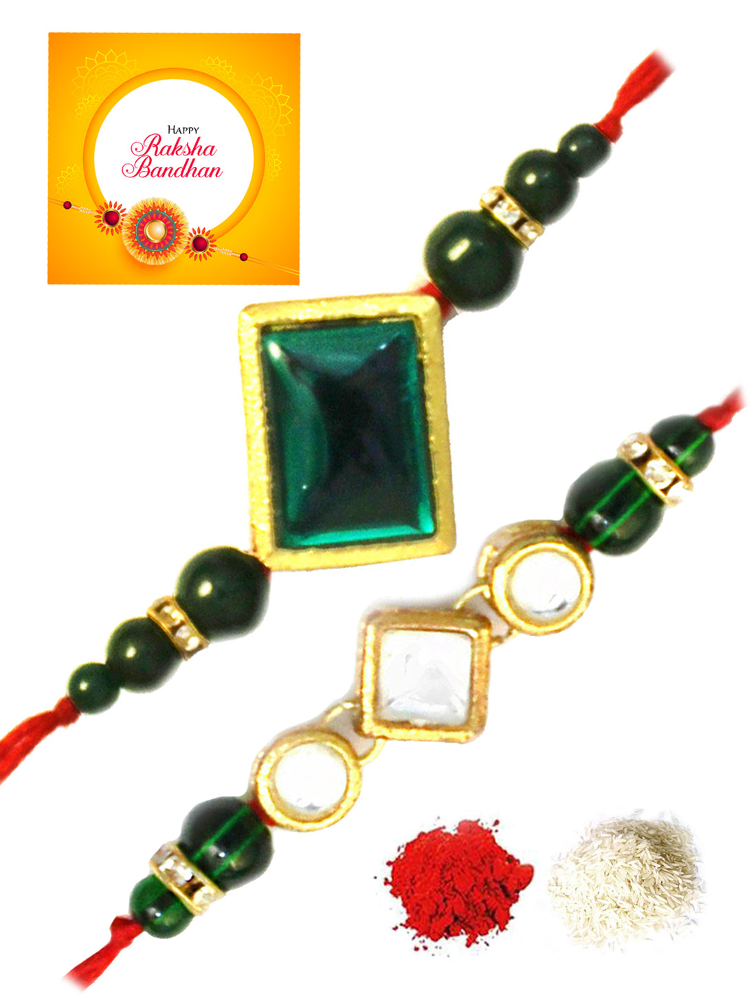 Karatcart Gold-Plated Kundan Rakhi Set of 2