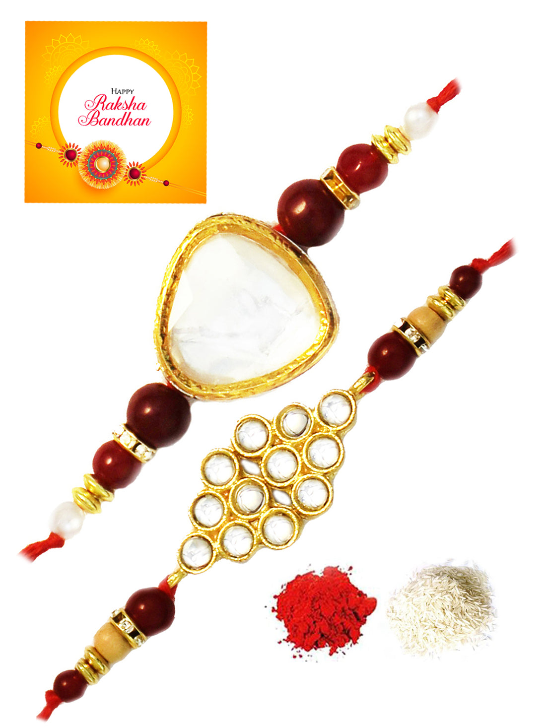 Karatcart Gold-Plated Kundan Rakhi Set of 2