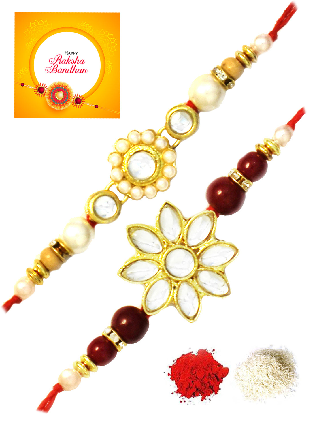 Karatcart Gold-Plated Kundan Rakhi Set of 2